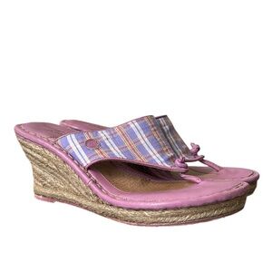 Vintage Born Drilles Chiquita Plaid Espadrilles Wedges in Orchid Purple Girly‎ 8